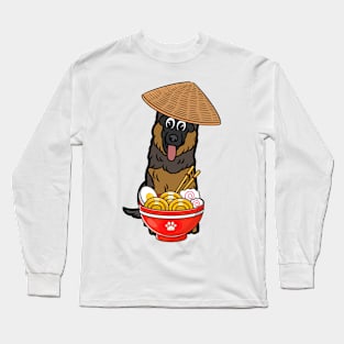 Funny guard dog is eating noodles Long Sleeve T-Shirt